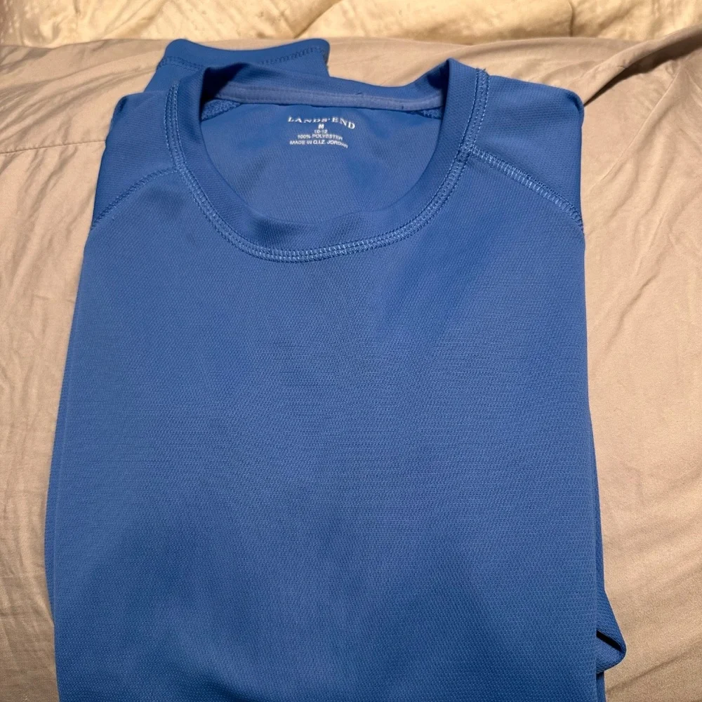 Lands End Summer Sun Shirt‎ Blue 10-12 Medium